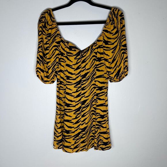 Reformation Kopa Sweetheart Dress  Tiger Yellow Animal Print Sz 2 - Picture 3 of 7